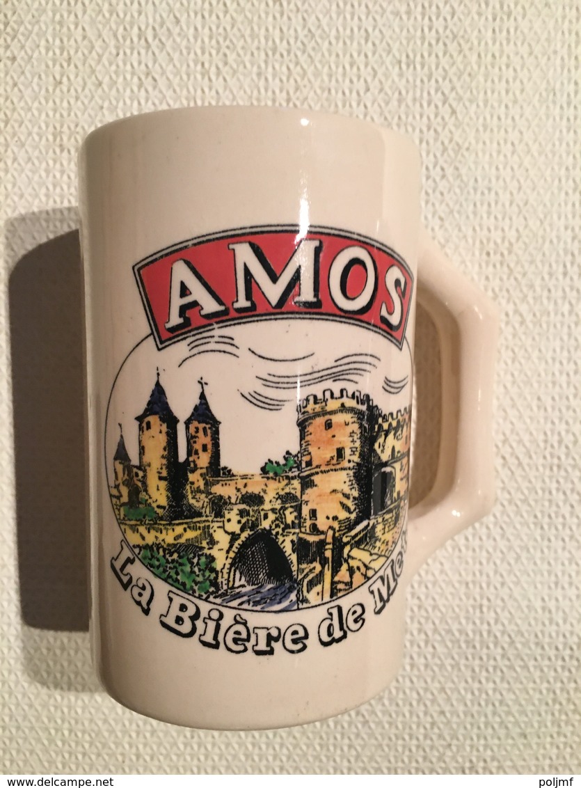 Chope De Bière (brasserie Amos), Représentant La Porte Des Allemands, Céramique De Longwy - Glasses
