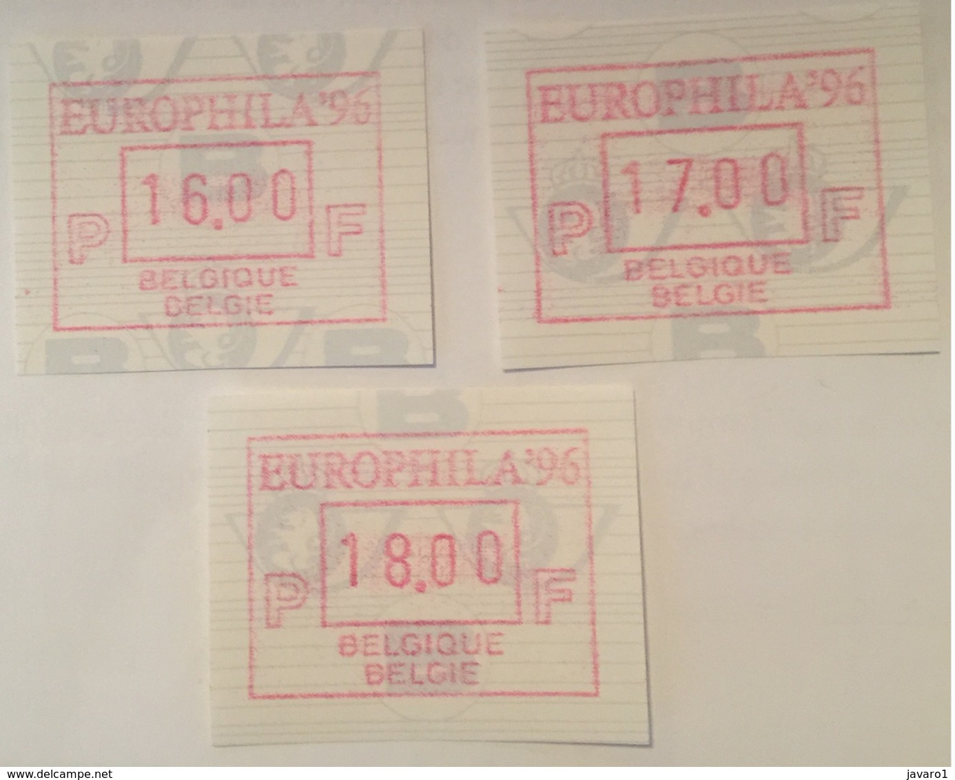 BELGIUM : 3 VIGNETTEN  EUROPHILA 1996  MNH - Autres & Non Classés