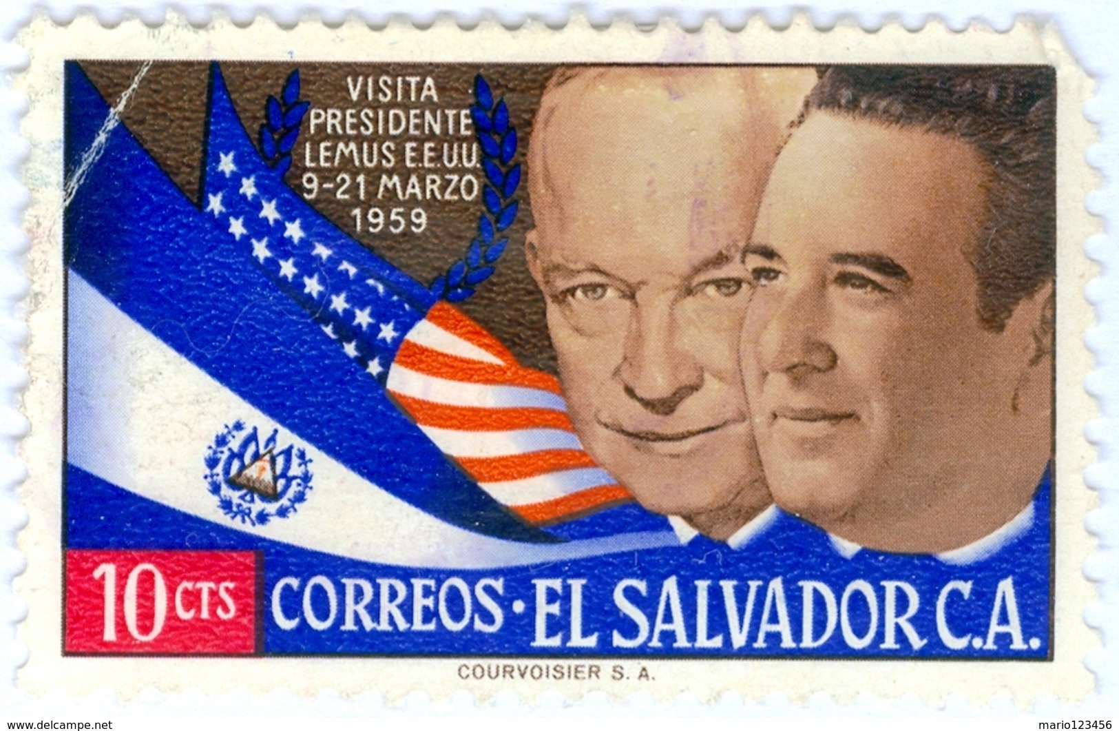 EL SALVADOR, EISENHOWER, LEMUS, 1959, 10 C., FRANCOBOLLO NUOVO (MLH*) Mi:SV 810, Scott:SV 744, Sg:SV 1134 - Benin – Dahomey (1960-...)