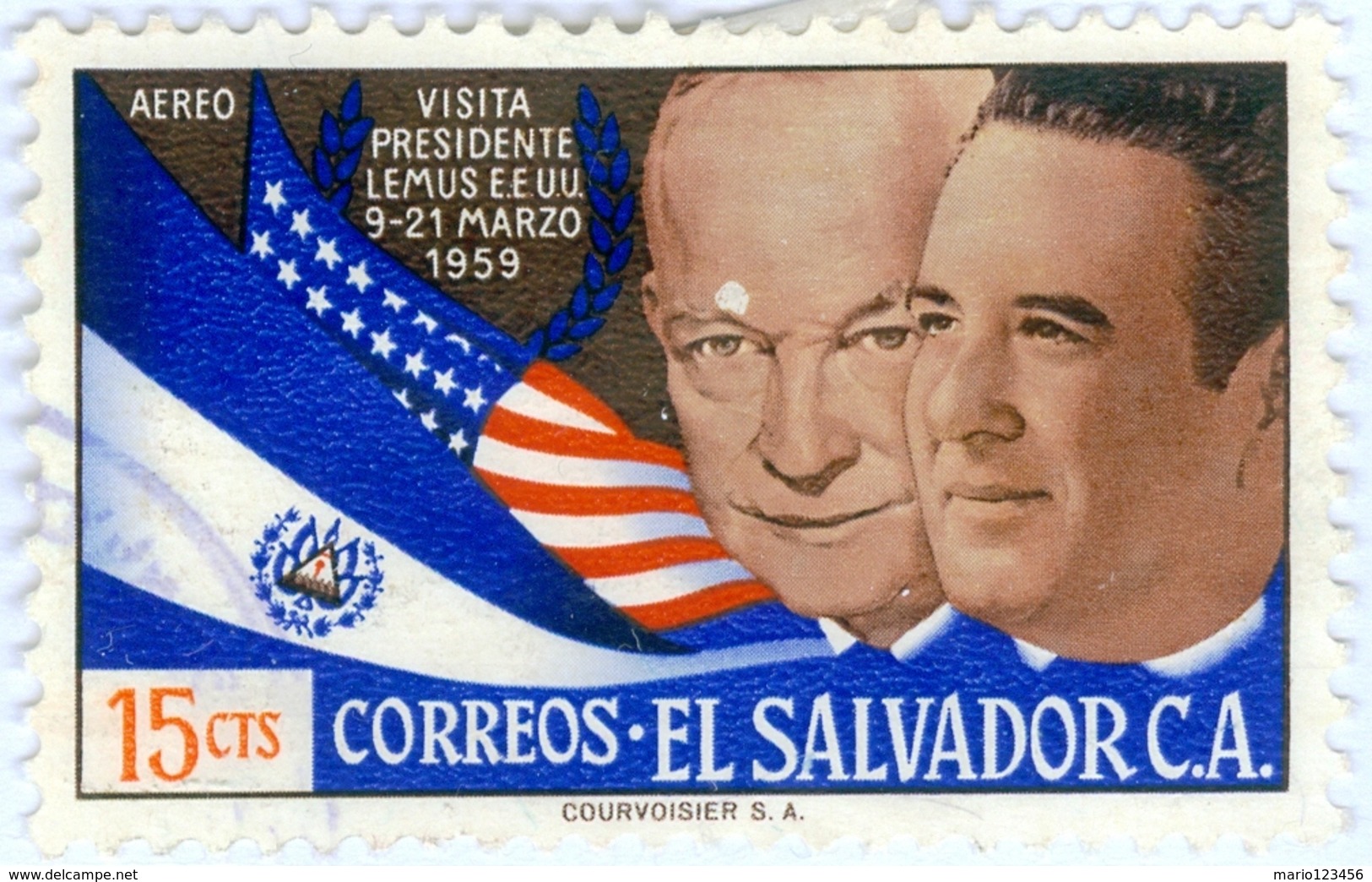 EL SALVADOR, POSTA AEREA, AIRMAIL, EISENHOWER, LEMUS, 1959, 15 C., NUOVO (MLH*)  (0,50) Mi:SV 811, Scott:SV C184 - Benin – Dahomey (1960-...)