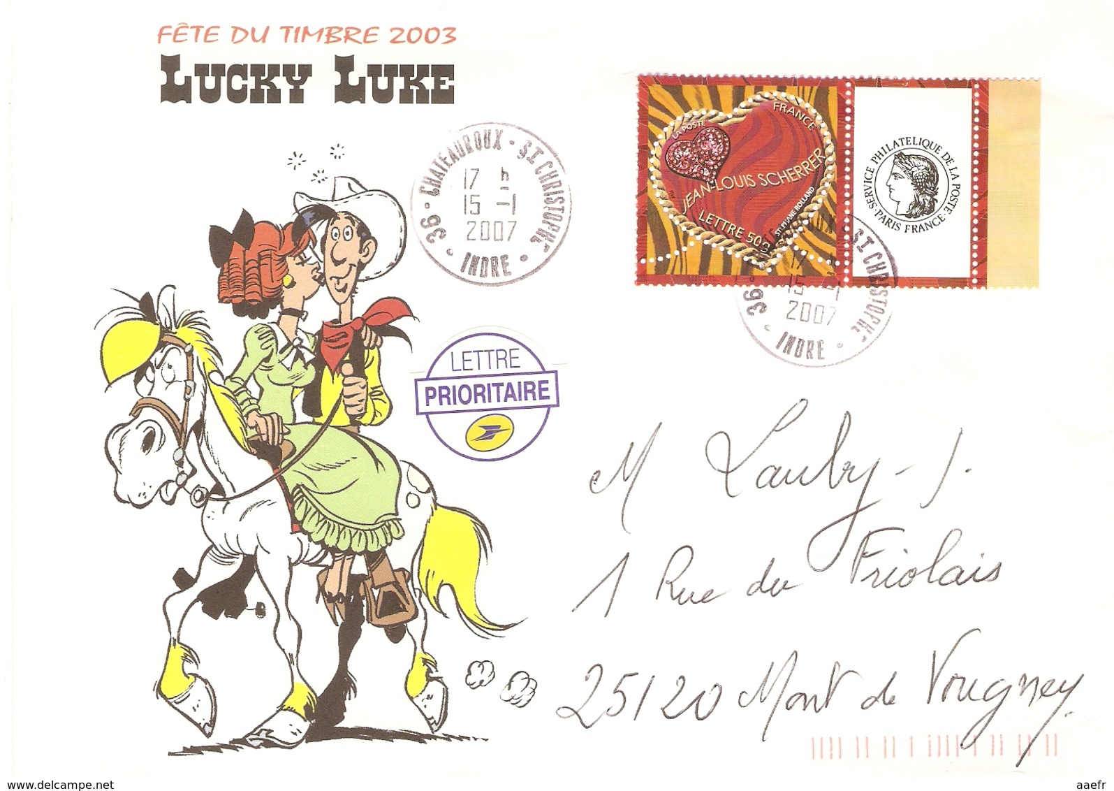 France 2006 - Timbre Personnalisé Sur Lettre Avec Illustration Lucky Luke - Autres & Non Classés