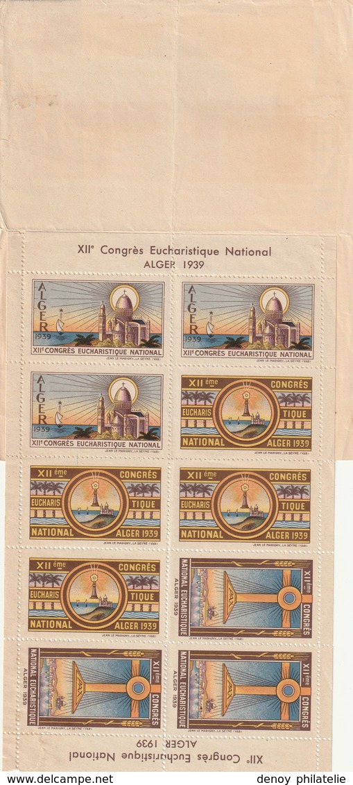 Algérie Carnet Complet De 10 Vignettes Du 12 Congrés Eucharistique Du 3 7 Mai 1939 - Sonstige & Ohne Zuordnung