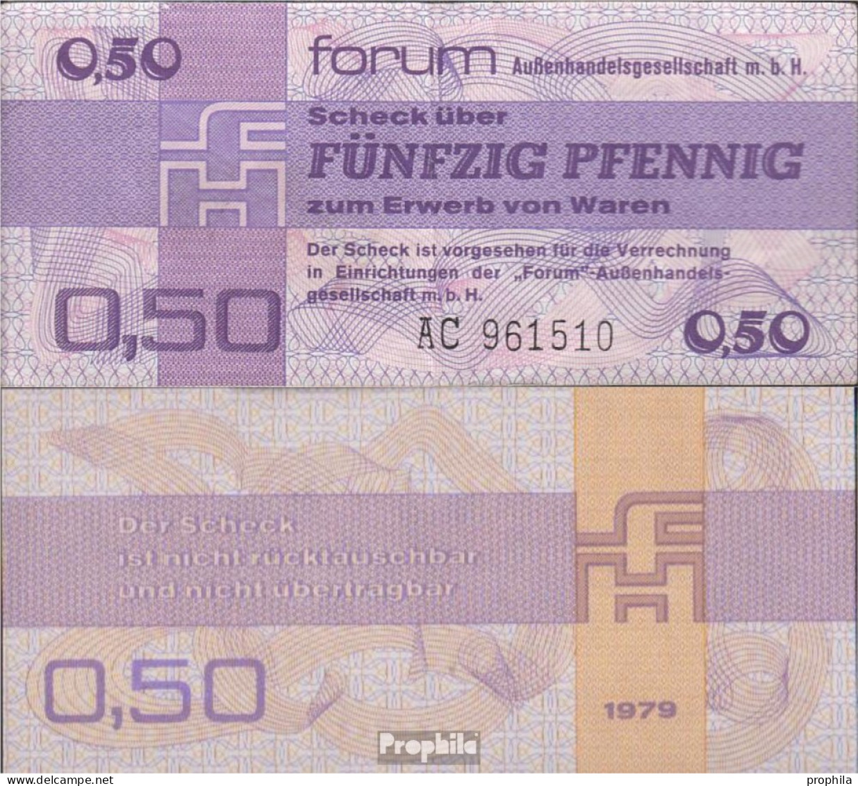 DDR Rosenbg: 367a, Forumscheck Zum Erwerb Von Ausländischen Waren Bankfrisch 1979 50 Pfennig - Other & Unclassified