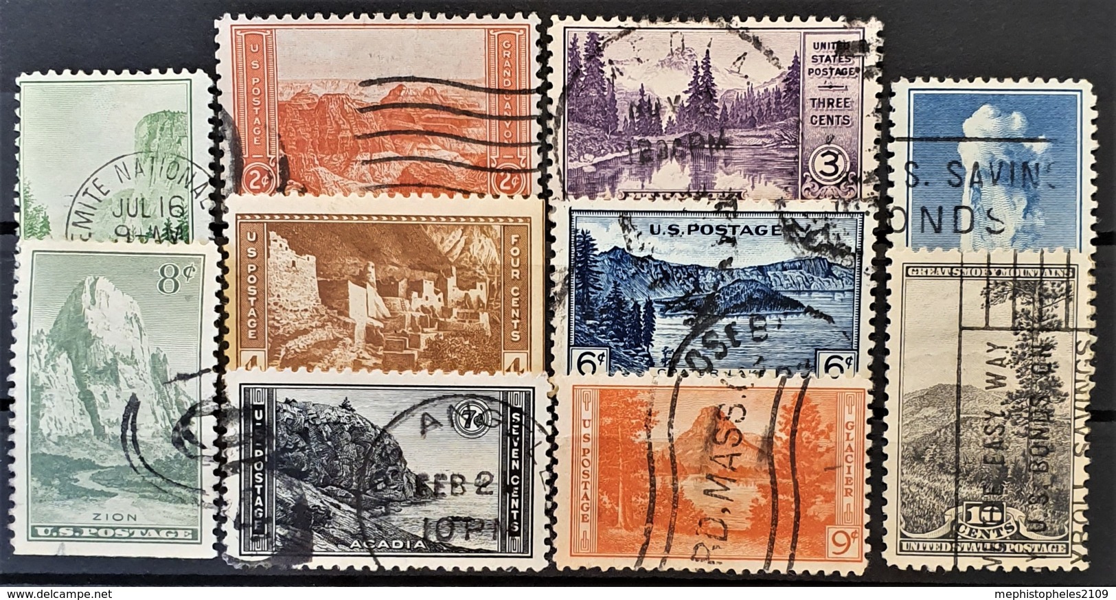 USA 1934 - Canceled - Sc# 740-749 - National Parks - Complete Set! - Used Stamps