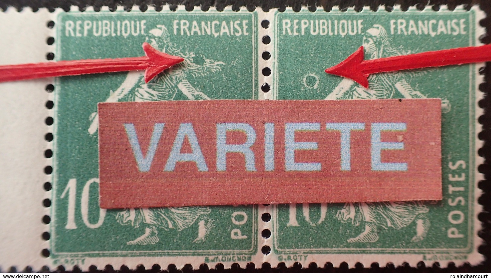 R1189/595 - 1922 - TYPE SEMEUSE CAMEE - PAIRE NEUVE** - N°159 (III) VARIETES ➤➤➤ Tache Dans La Chevelure + Anneau Lune - Neufs