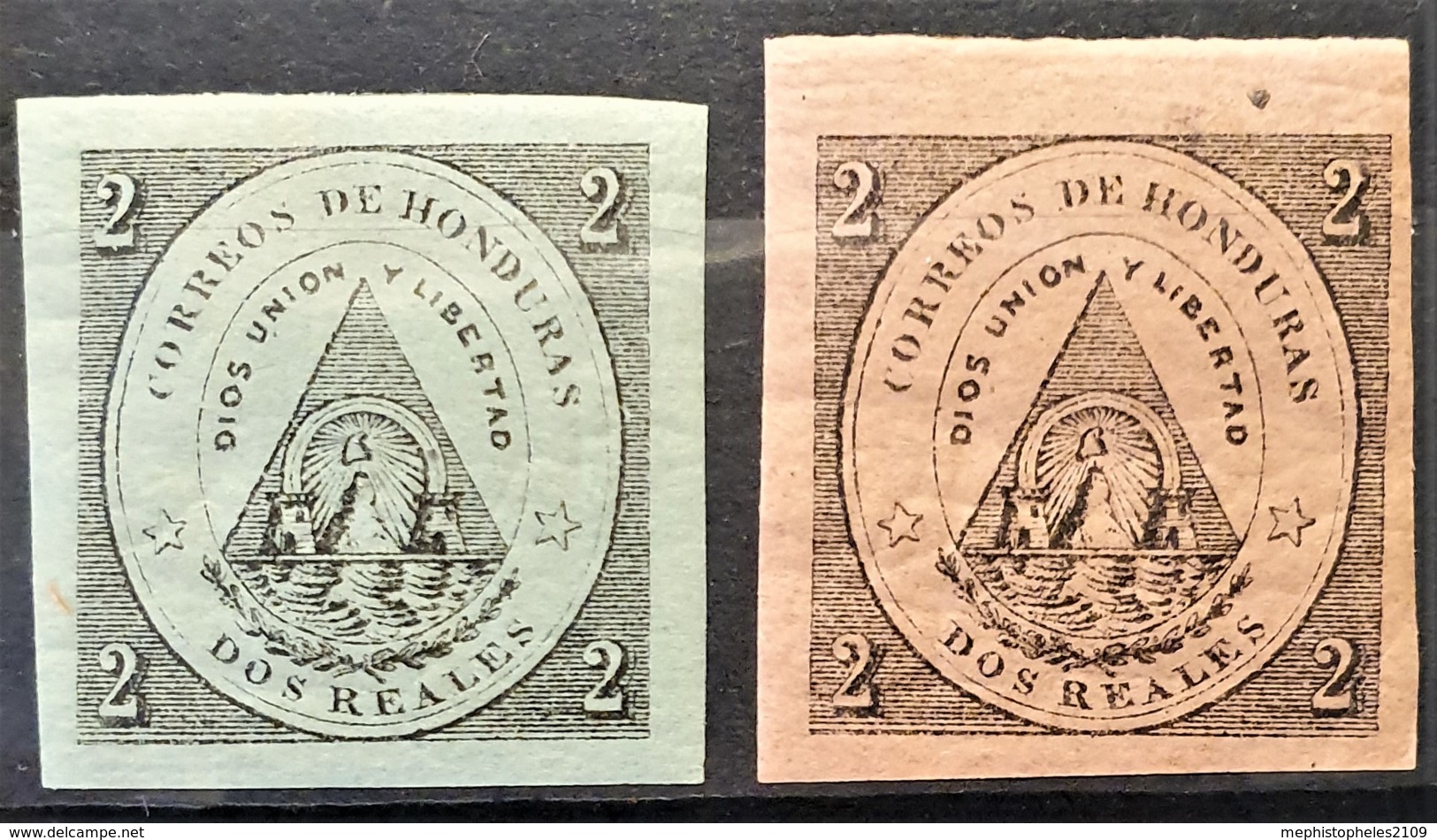 HONDURAS 1865 - MLH - Sc# 1, 2 - 2r - Honduras