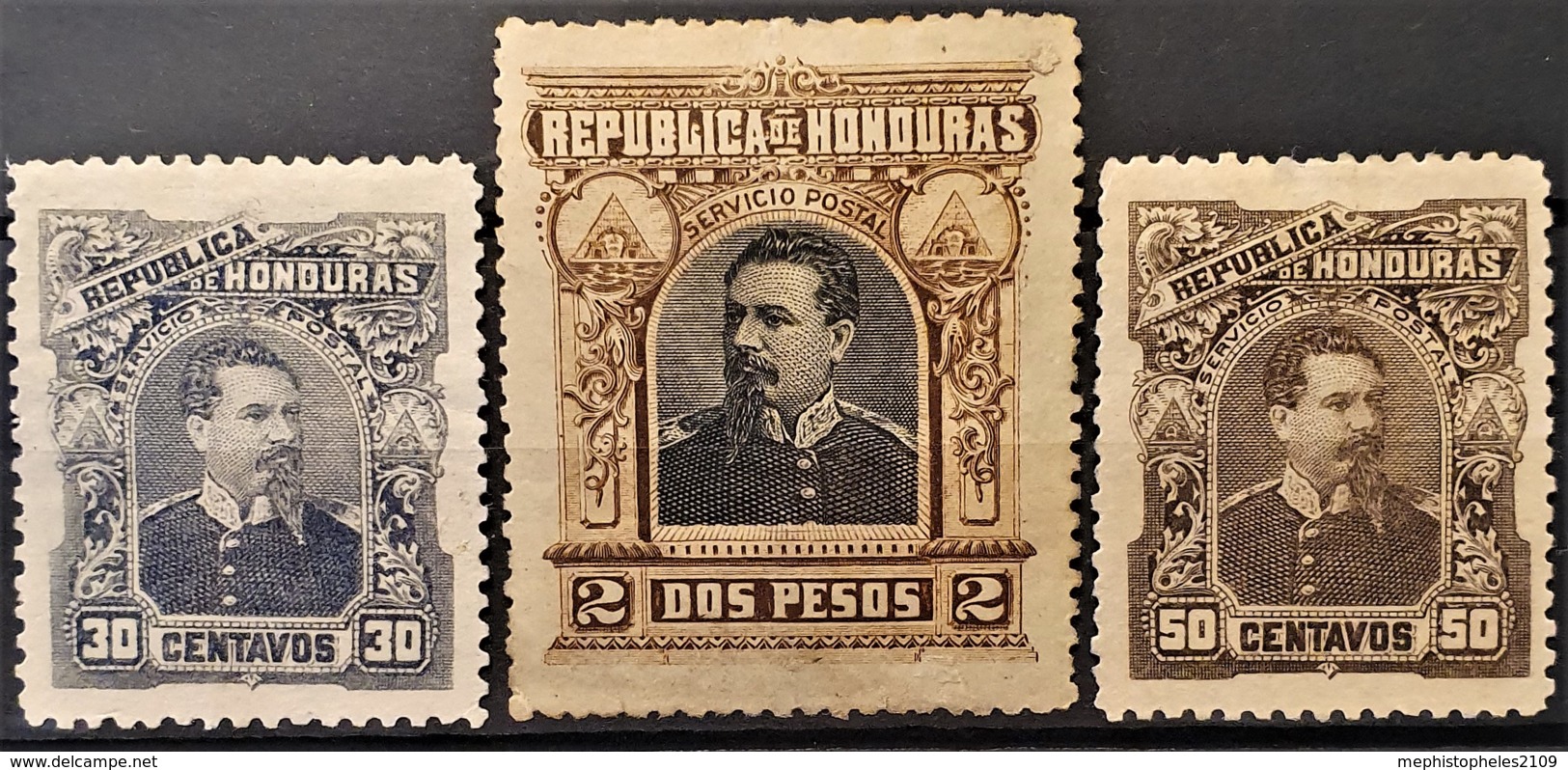 HONDURAS 1891 - MLH - Sc# 57, 59, 62 - 30c 2p 50c - Honduras