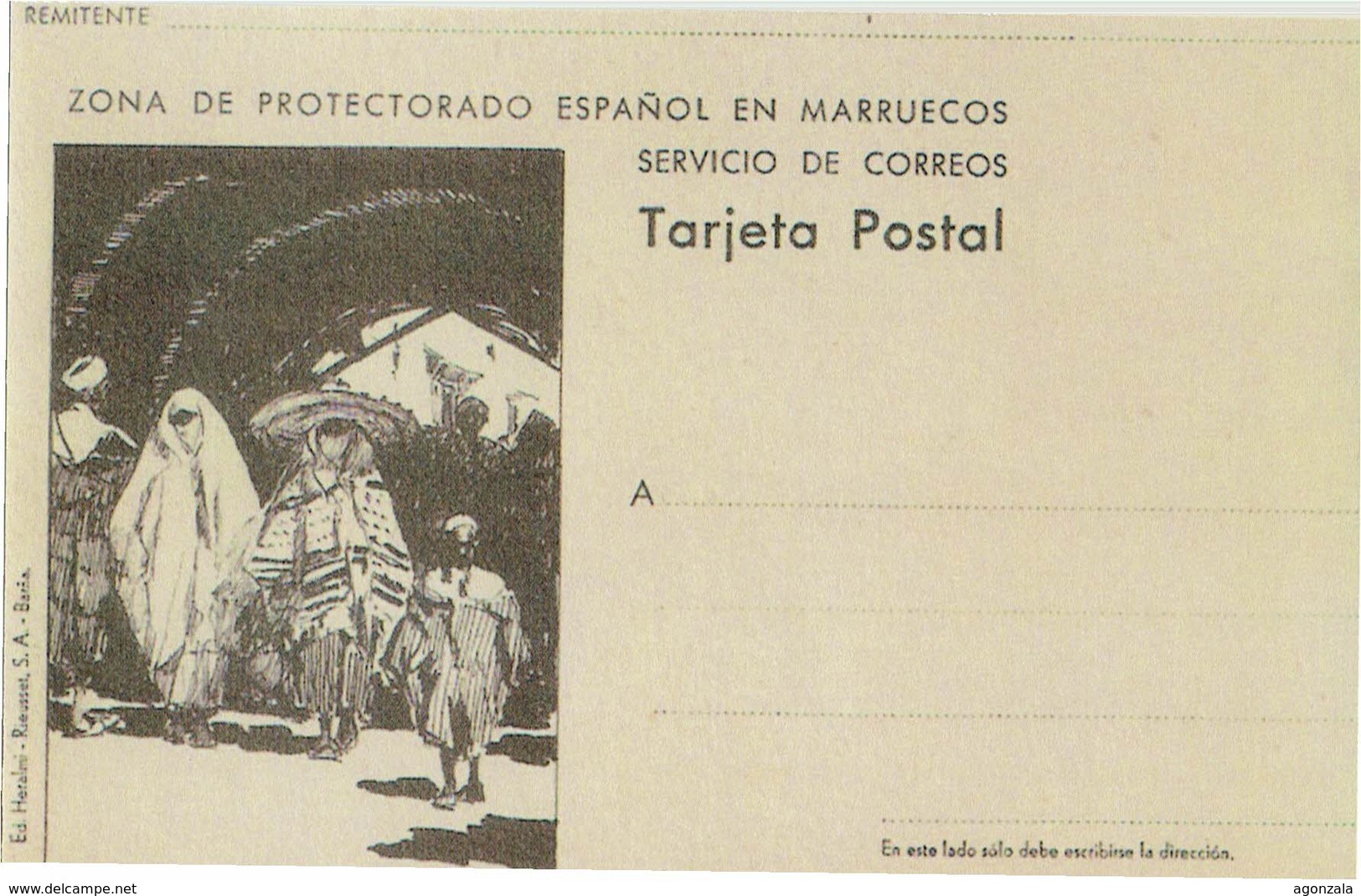 CARTE POSTALE  PROTÉGÉE ESPAGNOLE DE MAROC SERVICE MAIL - BATEAUX MULAS - Autres & Non Classés