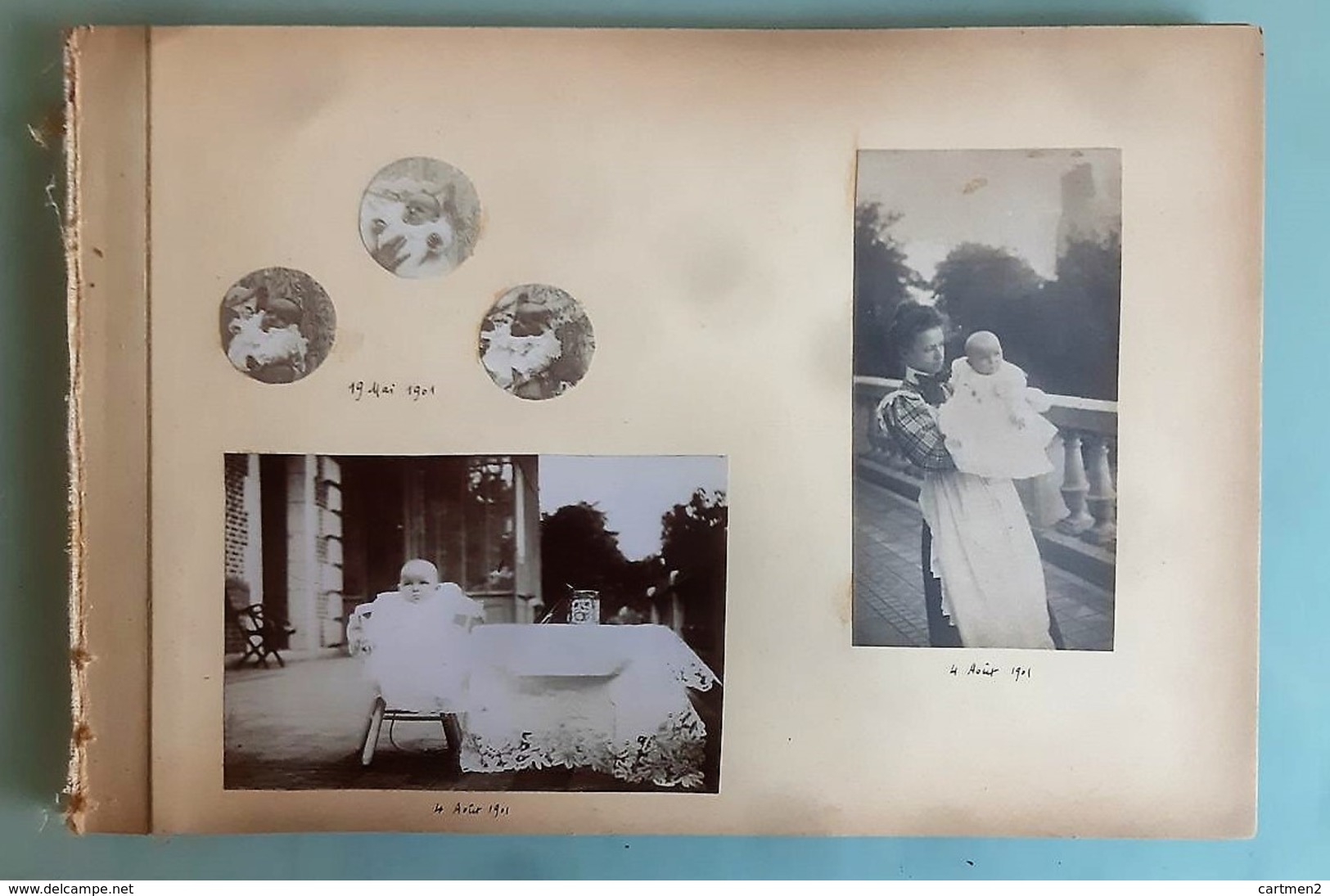 BEL ALBUM DE 57 PHOTOGRAPHIES ENFANTS BEBE MONTAGE PHOTO FANTAISIE MISE EN SCENE LANDAU HUMOUR FANTAISIE BABY CHILD 1900 - Sammlungen, Lose & Serien