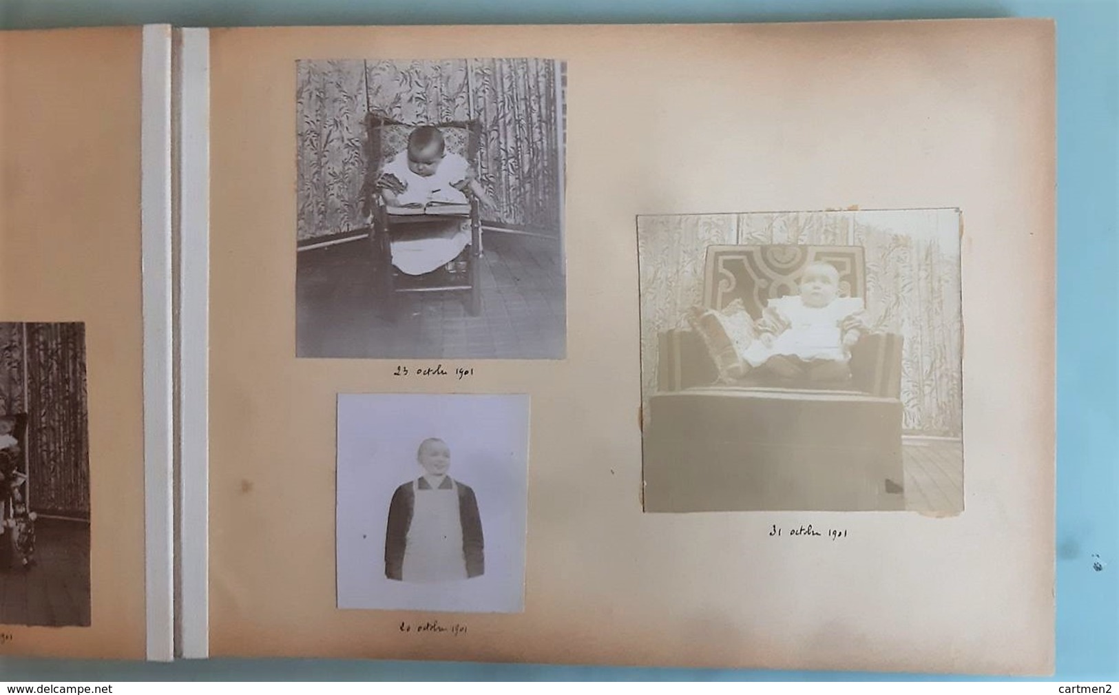 BEL ALBUM DE 57 PHOTOGRAPHIES ENFANTS BEBE MONTAGE PHOTO FANTAISIE MISE EN SCENE LANDAU HUMOUR FANTAISIE BABY CHILD 1900 - Verzamelingen & Reeksen