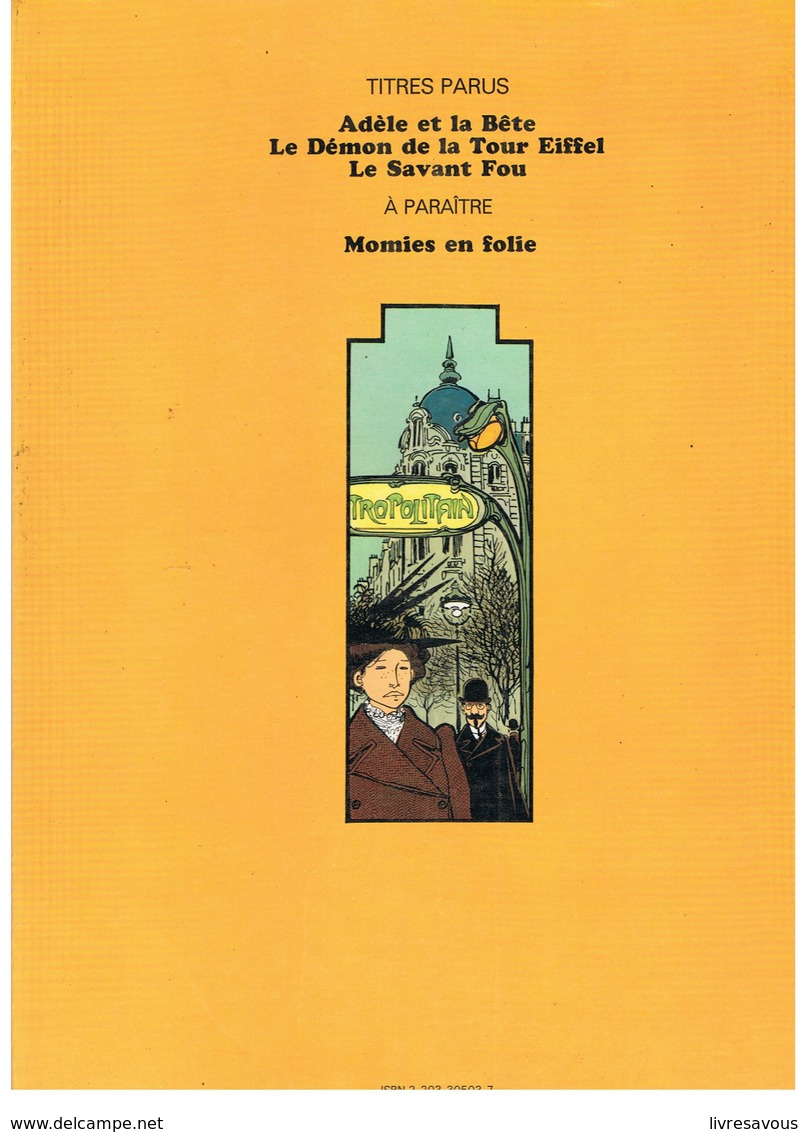 Les Aventures Extraordinaires D'Adèle Blanc-Sec Le Savant Fou Par Tardi De 1977 De Chez Casterman - Adèle Blanc-Sec