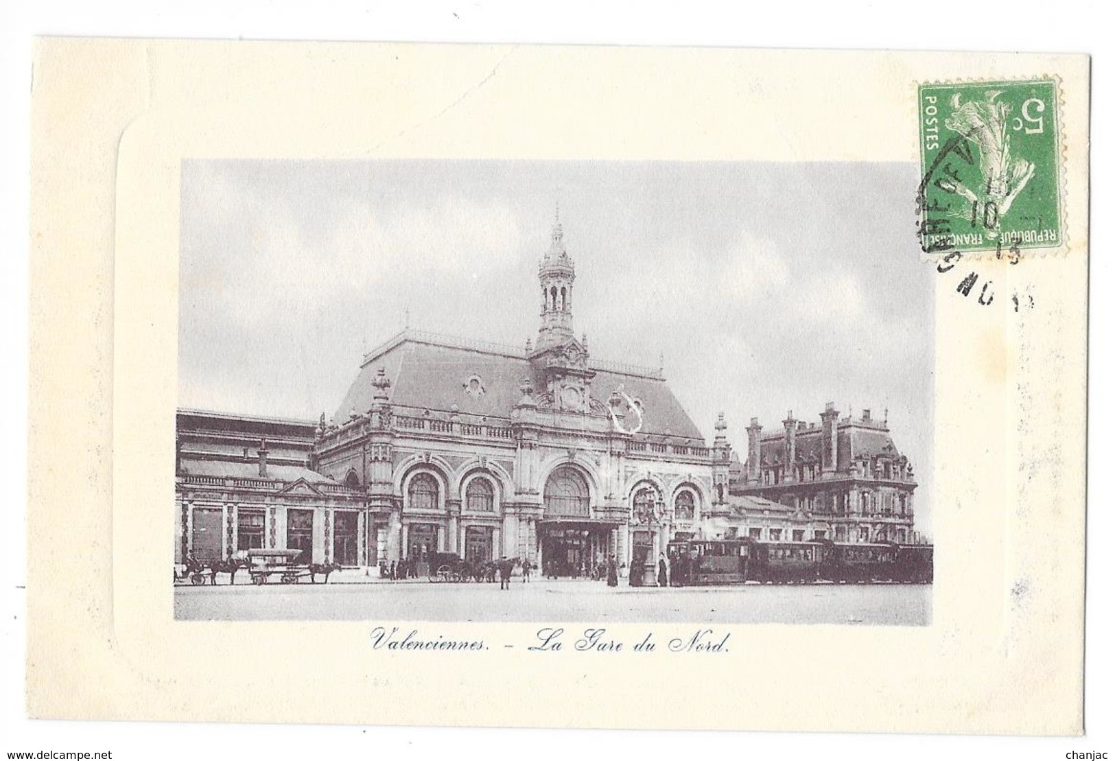 Cpa: 59 VALENCIENNES - La Gare Du Nord (Façade Animée, Train, Attelages) 1913 - Valenciennes