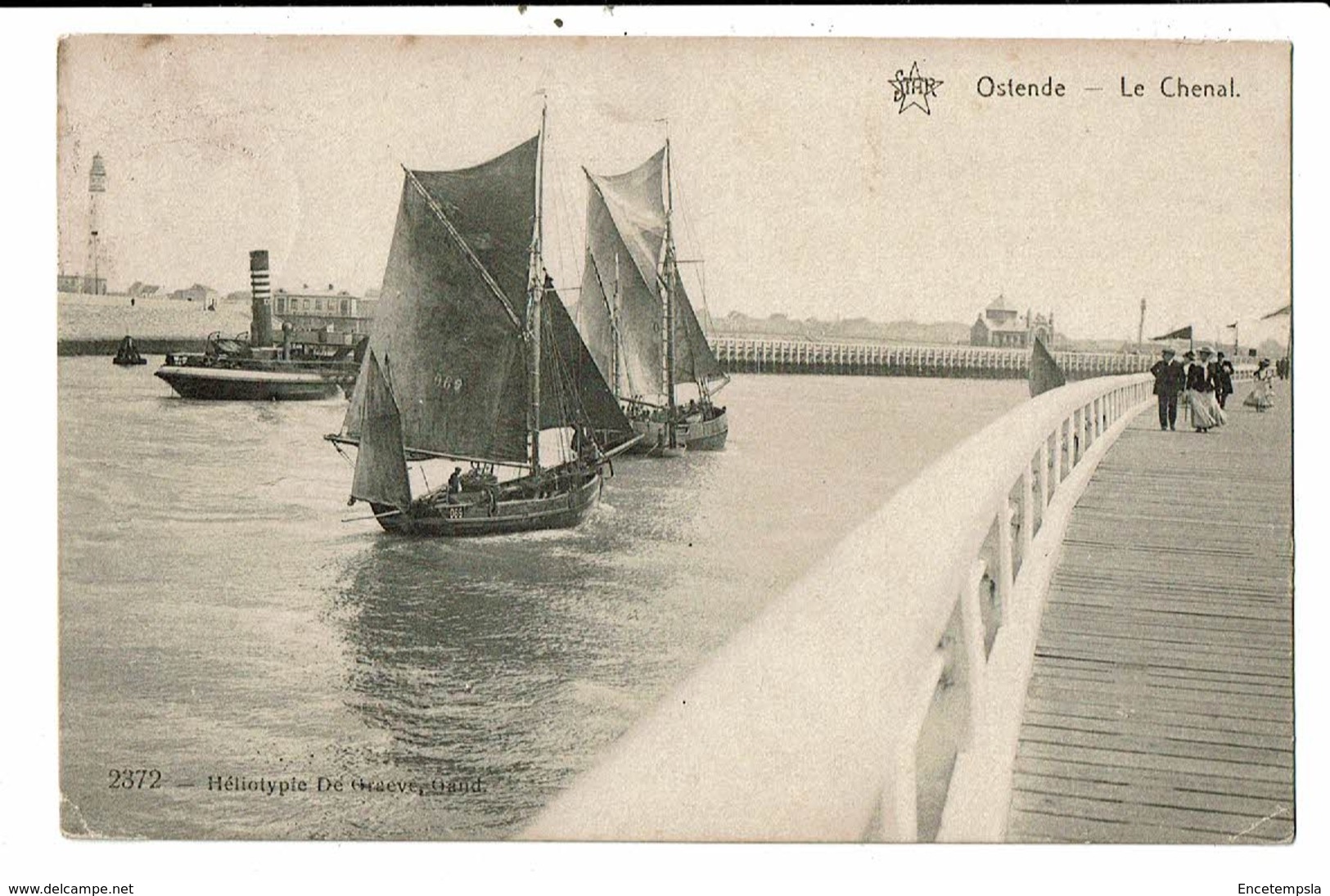 CPA Carte Postale Belgique Ostende Le Chenal Et Voiliers De Pêcheurs 1912 VM12016 - Oostende