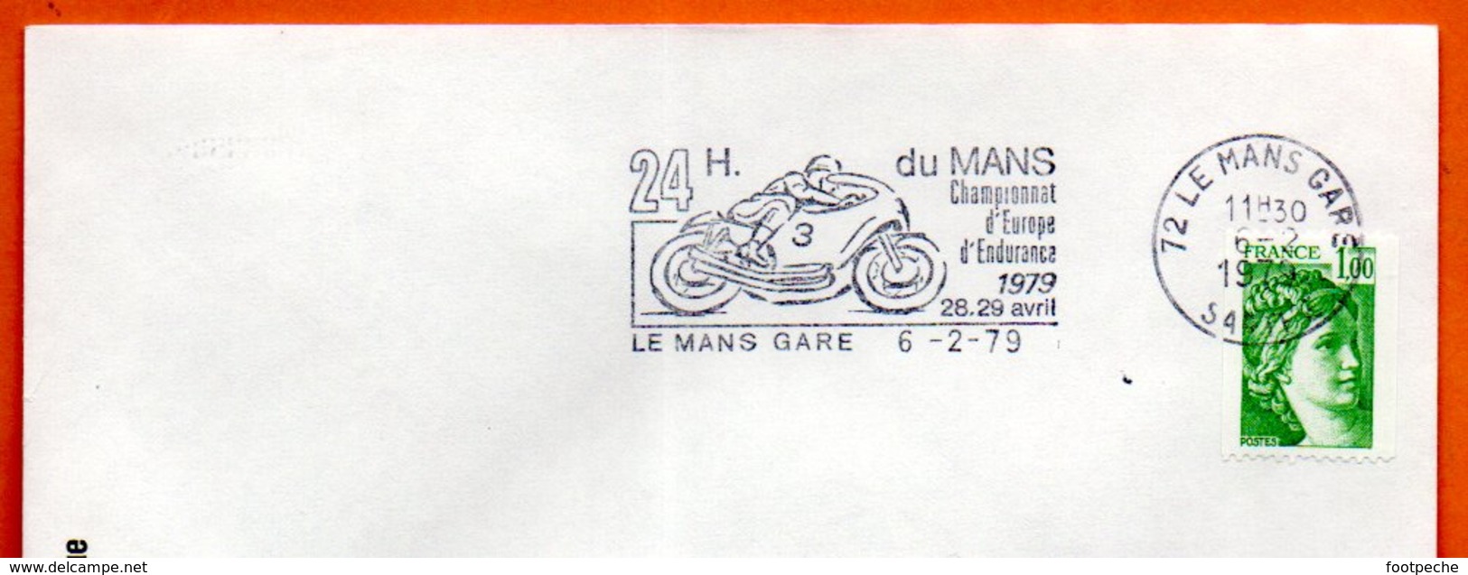 72 LE MANS  ENDURANCE ( Moto )   1979 Lettre Entière N° OP 73 - Oblitérations Mécaniques (flammes)