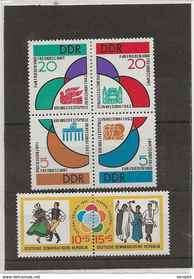 ALLEMAGNE ORIENTALE - N° 614 A 619 NEUF X - ANNEE 1962 - COTE :17 € - Unused Stamps