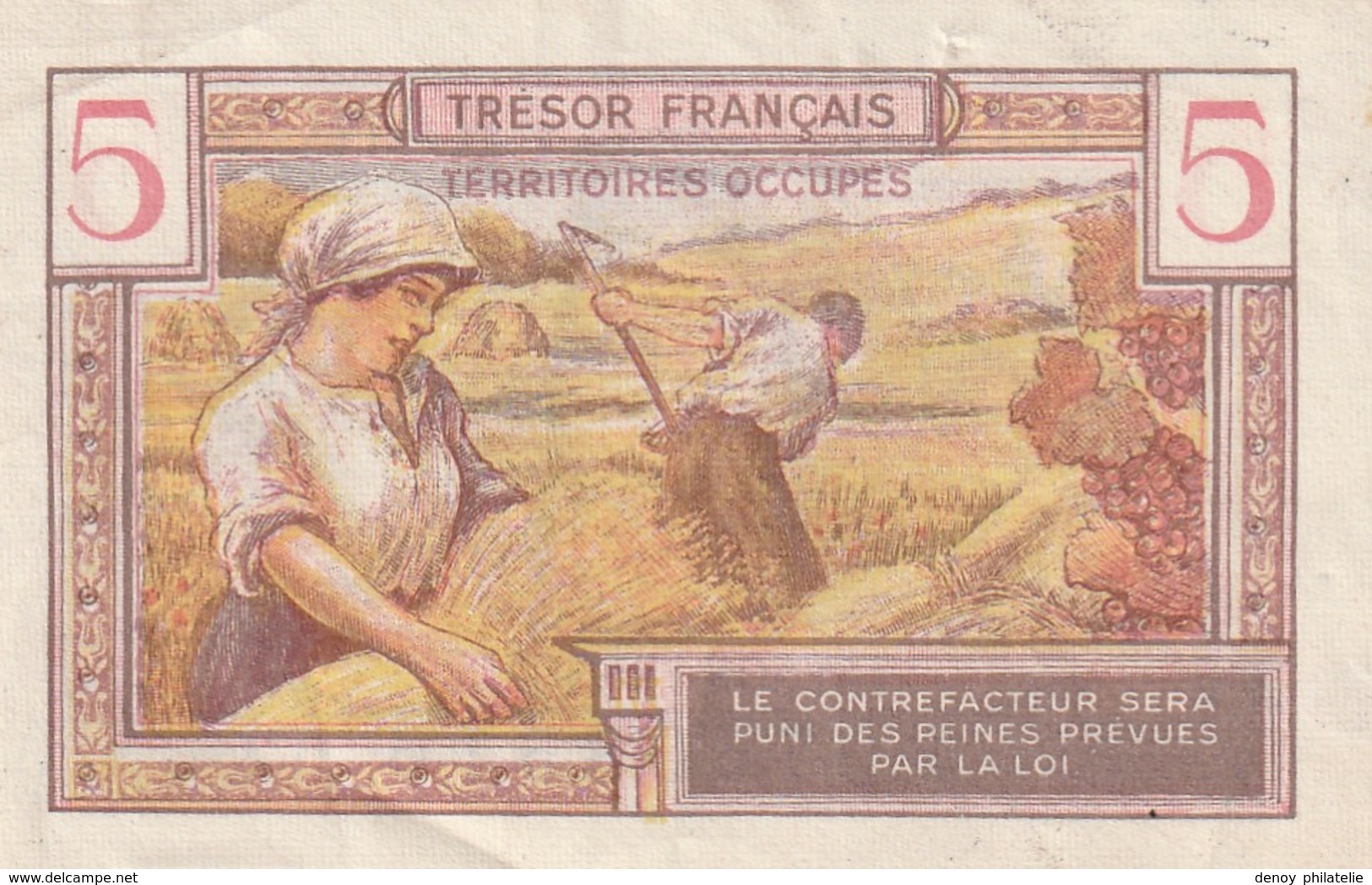 France Billet De 5 Francs Du Tresorsérie Quelques Taches Et Et Froissure , Dans Son Ju - 1947 Sarre