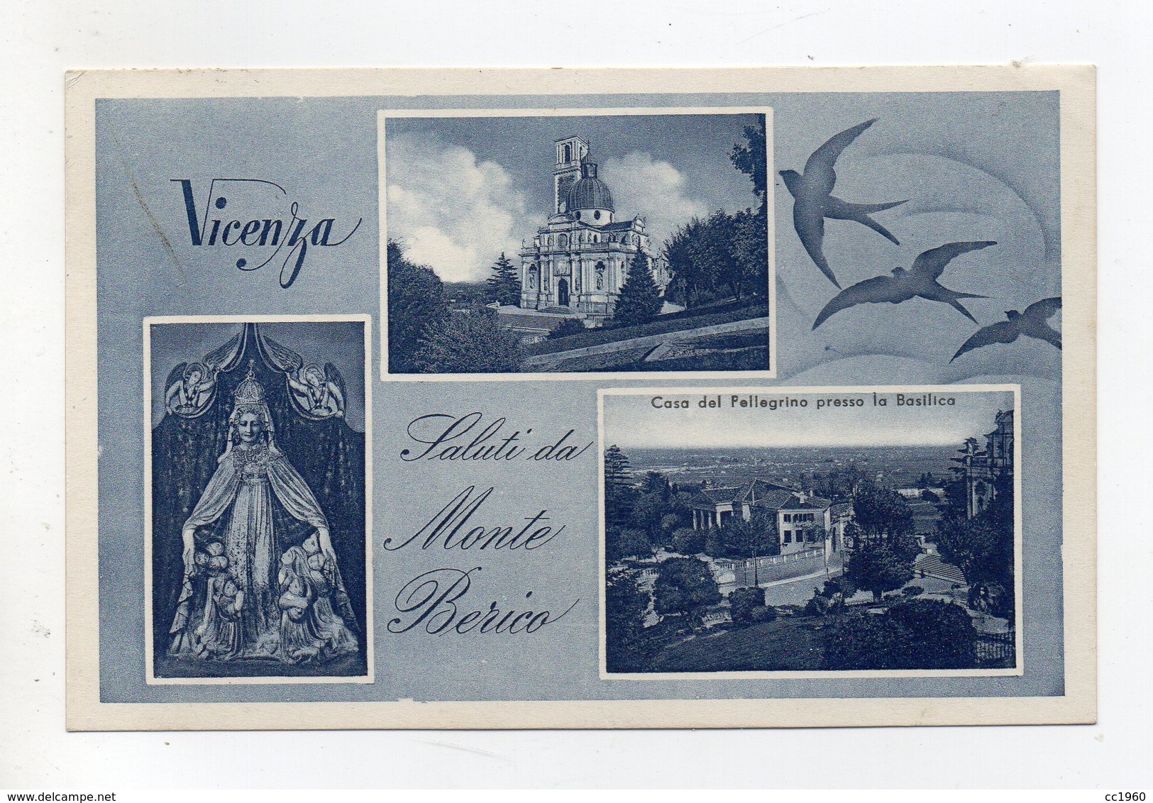 Vicenza - Saluti Da Monte Berico - Bel Timbro A Targhetta - Cartolina Multipanoramica - Viaggiata Nel 1954 - (FDC19537) - Vicenza