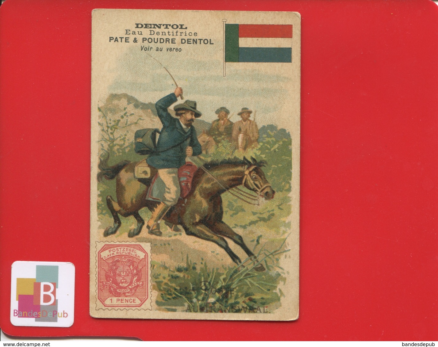 Dentol Dentifrice Dent Dentiste Jolie Chromo Romanet  Poste Au Transwaal Timbre Cavalier Dos Microbes  Agent Egypte - Other & Unclassified