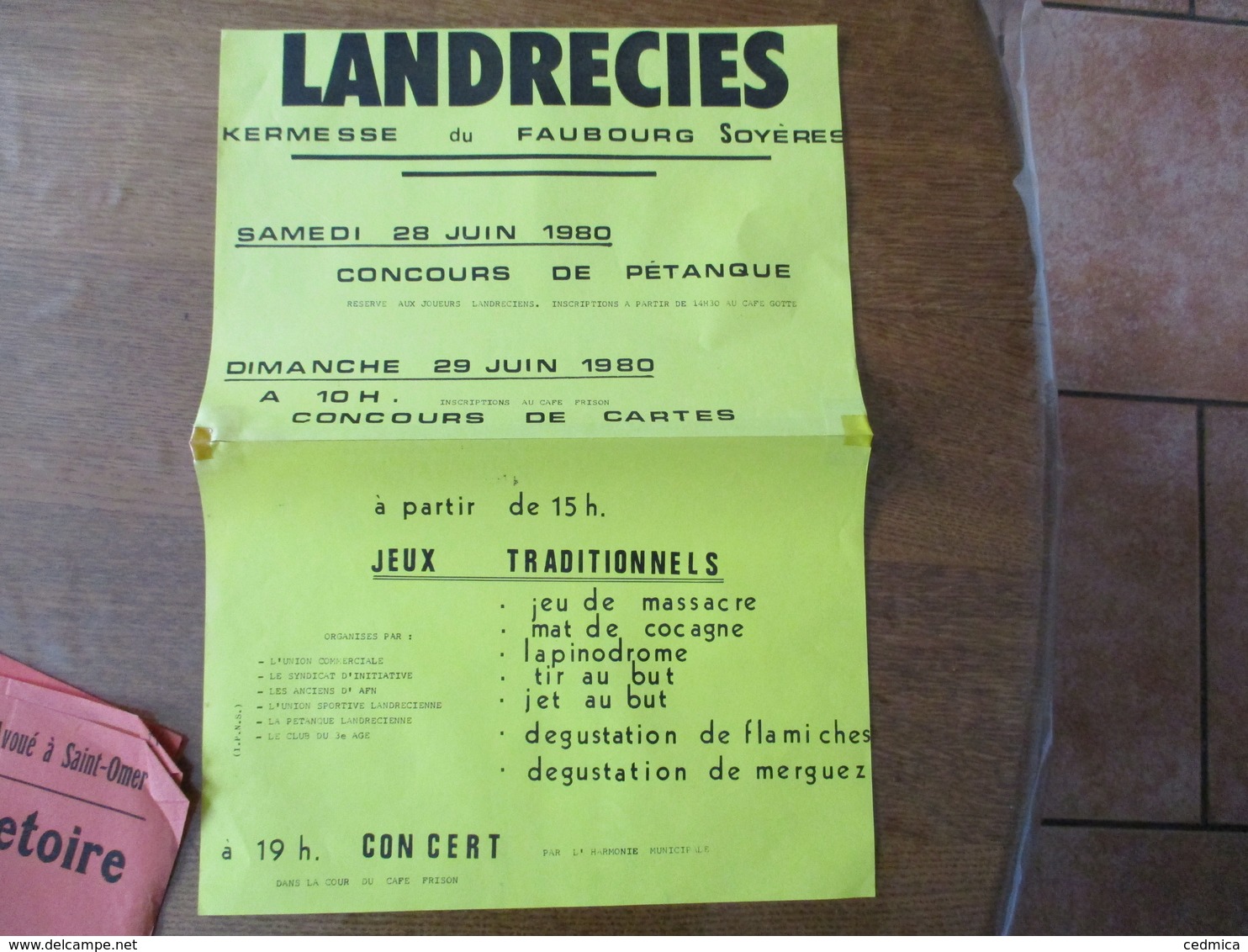 LANDRECIES  KERMESSE DU FAUBOURG SOYERES SAMEDI 28 JUIN ET DIMANCHE 29 JUIN 1980 JEUX TRADITIONNELS 42cm/29,5cm - Affiches