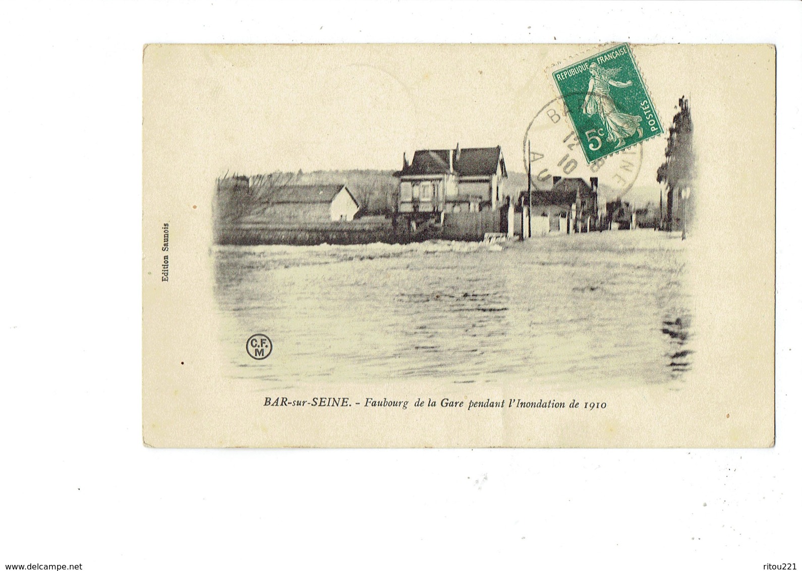 Cpa - 10 - BAR-sur-SEINE - Faubourg De La Gare Pendant L'inondation De 1910 - Edit Saunois - Bar-sur-Seine