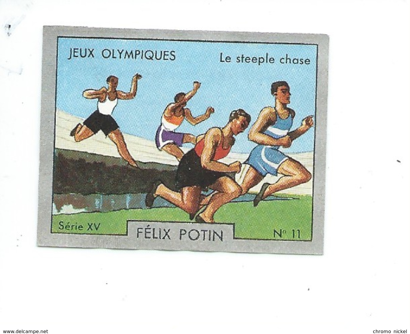 Chromo SPORT Jeux Olympiques Athlétisme Le Steeple Chase Pub: Félix Potin Ma Collection 1930s TB 52 X 40 Mm RARE 2 Scans - Félix Potin