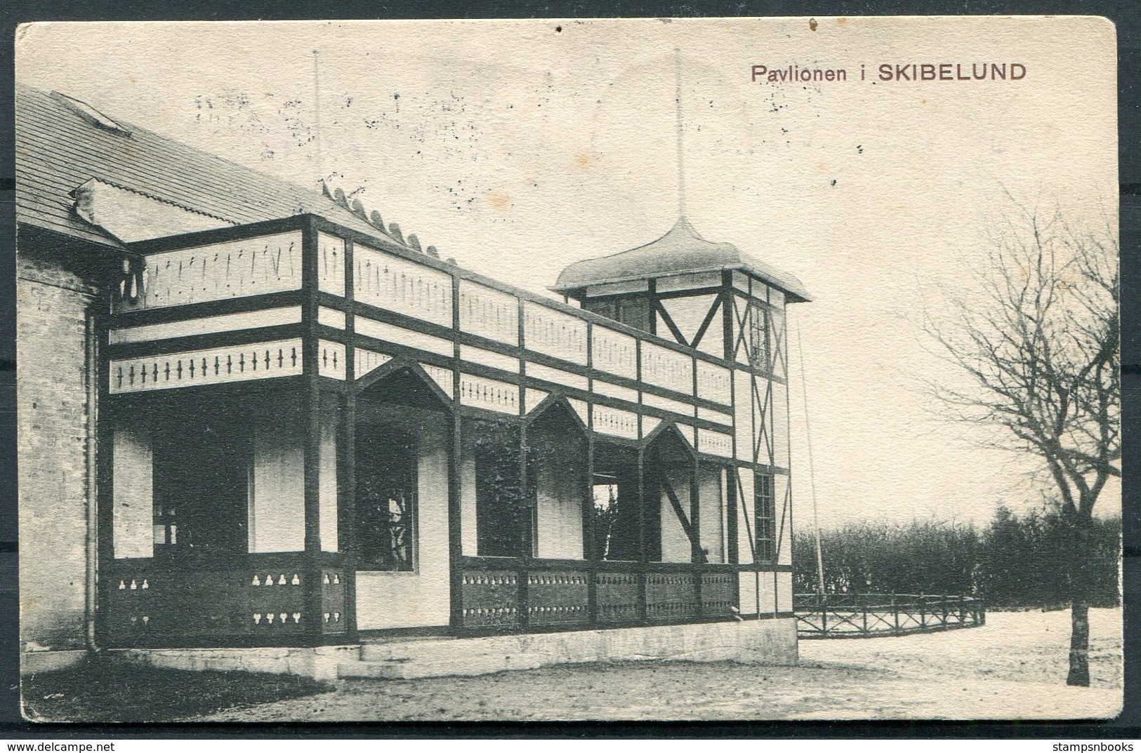 1910 Denmark Skibelund Pavlionen Postcard - Danish Government Inspector, Bruxelles, Belgium. Postage Due, Taxe - Covers & Documents