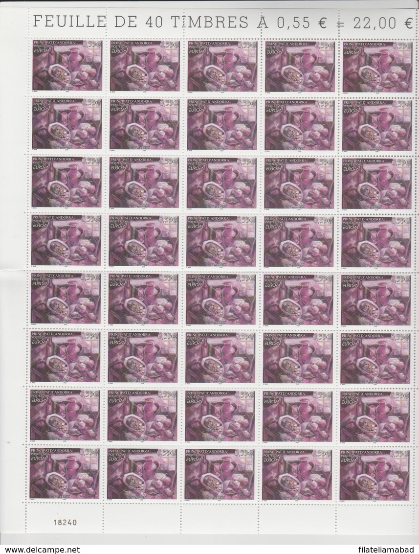 ANDORRA C. FRANCES EUROPA 2005 2 HOJAS DISTINTO COLOR (ESTOC) - Blocks & Sheetlets