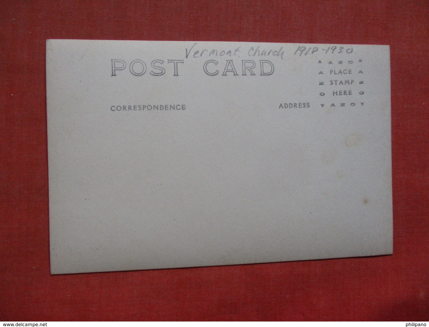 RPPC  Organ Vermont Church Notation On Back   Ref  3852 - To Identify