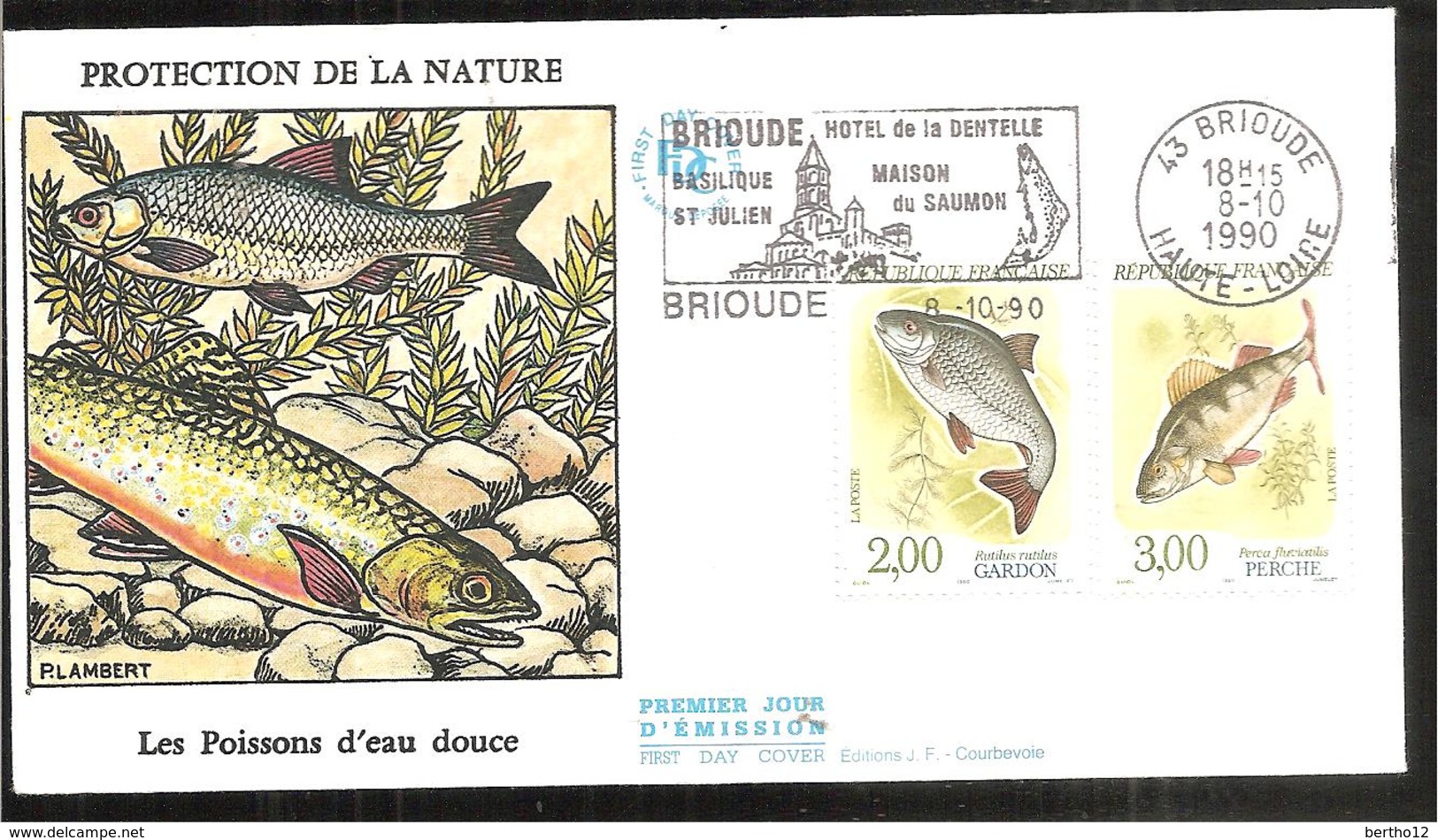 FDC 1990 Les Poissons  D Eau Douce - 1990-1999