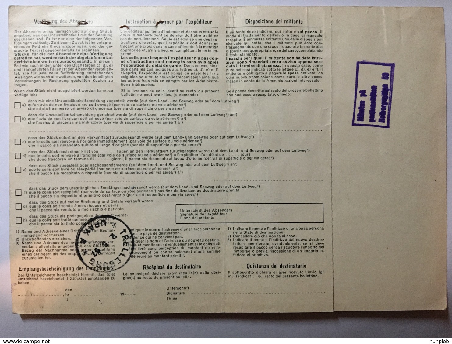 SWITZERLAND 1967 Bulletin D`expedition Lugano To Stockholm With Additional Losen Sticker And Trelleborg Mark - Covers & Documents