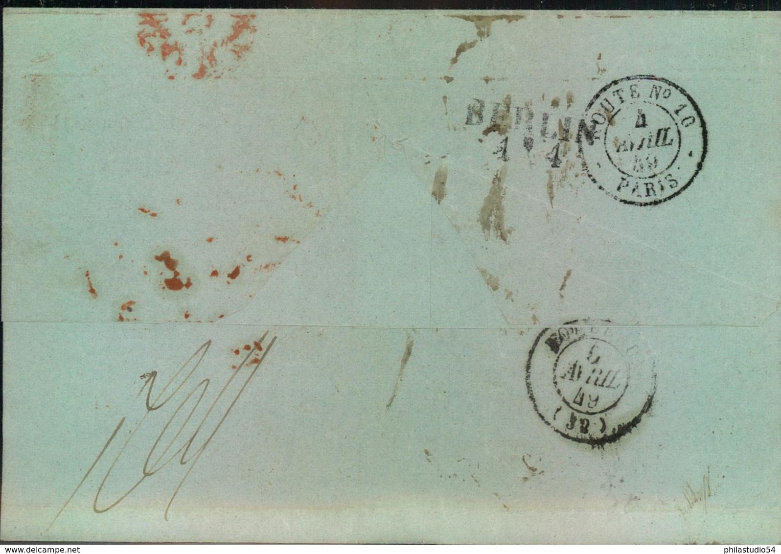 1849, Briefhülle Ab WARSCHAU Mit Transitstempel "FRANCO POLN. PREUSS: GRZ" Nach Bordeaux - Cartas & Documentos