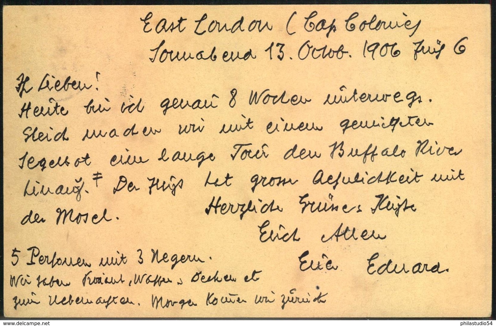 1906, INCOMING MAIL, Ganzsachenkarte Ab EAST LONDON Nach Coburg - Kap Der Guten Hoffnung (1853-1904)