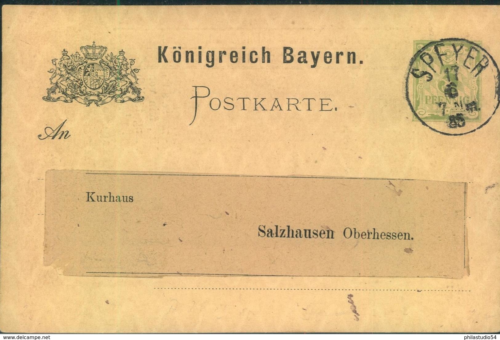 1885, 3 Pfg. Ganzsachenkarte Mit Preisliste Eines Fischhändlers Ab SPEYER - Entiers Postaux