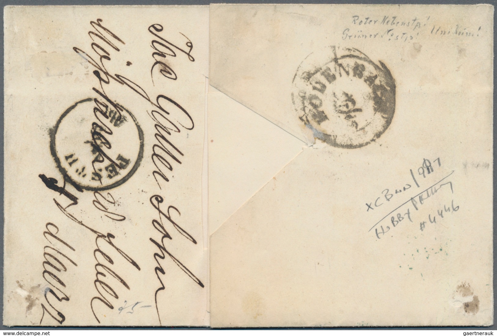 Baden - Marken Und Briefe: 1851, Ziffern 9 Kr. Auf Rötlichkarmin Auf Faltumschlag Mit GRÜNEM Nr.-St. - Other & Unclassified