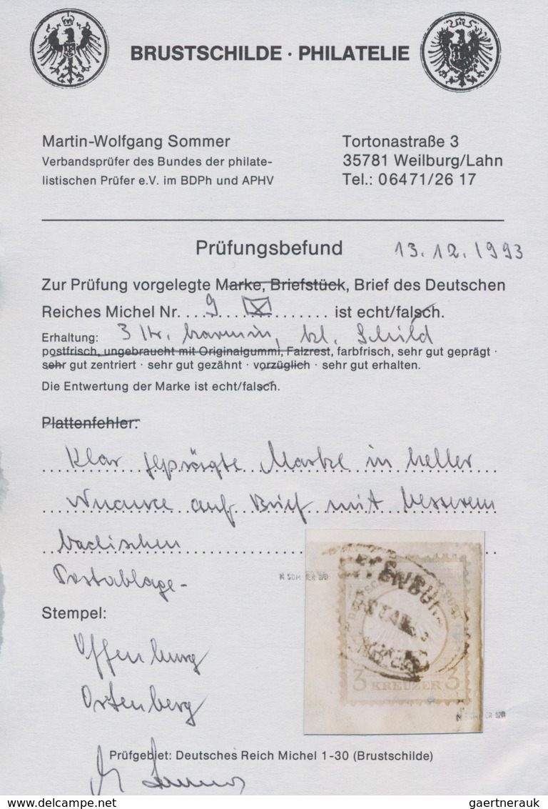 Baden - Postablagestempel: "OFFENBURG POSTABL: ORTENBERG" 2x Auf Brief Mit Brustschild 3 Kr (kl. Sch - Other & Unclassified