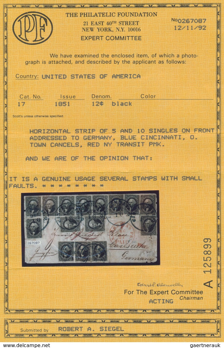 Baden - Besonderheiten: 1851 'Washington' 12 C. Schwarz, 15 MARKEN INKLUSIVE WAAGERECHTEM 5er-STREIF - Other & Unclassified