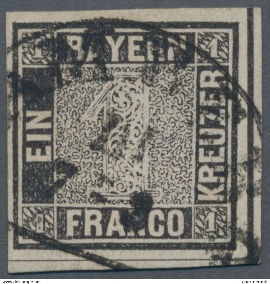 Bayern - Marken Und Briefe: 1849, 1 Kreuzer Schwarz, Platte 1, Entwertet Mit Halbkreisstempel "(B)AM - Andere & Zonder Classificatie