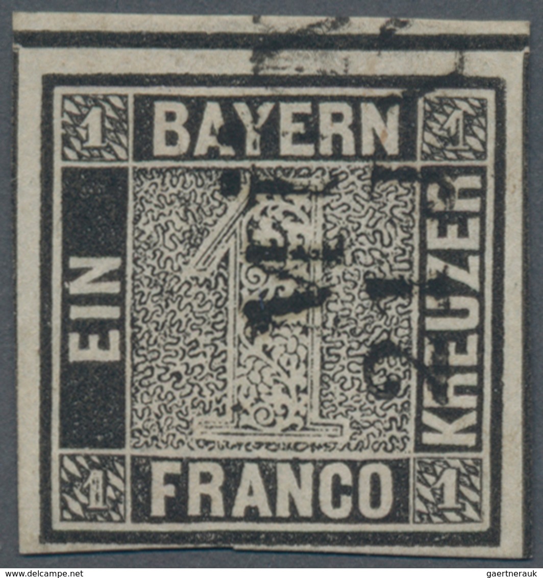 Bayern - Marken Und Briefe: 1849, 1 Kreuzer In B-Farbe Tiefschwarz, Platte 1 Mit L2 "MÜN(CHEN) 21 JA - Andere & Zonder Classificatie