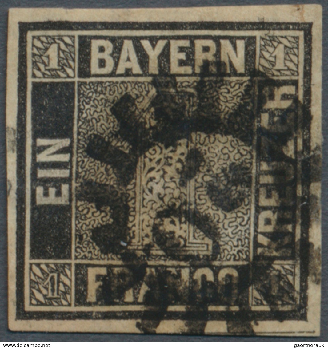 Bayern - Marken Und Briefe: 1849, SCHWARZER EINSER 1 Kr. Schwarz (fast B-Farbe), Platte 2 Mit Zentri - Otros & Sin Clasificación