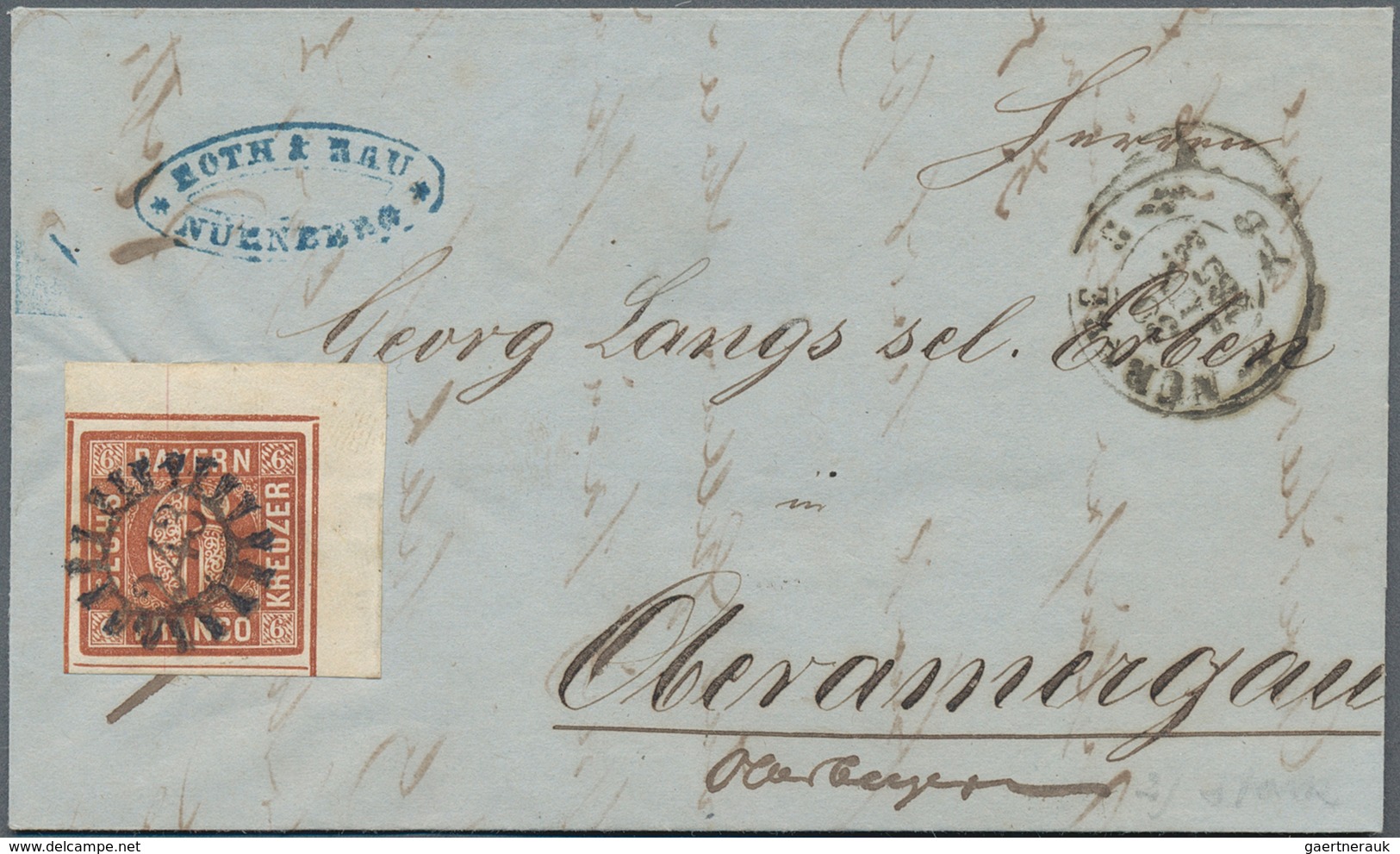 Bayern - Marken Und Briefe: 1853, 6 Kr Braunorange (Marke Gelöst Und Replaziert) Aus Der Rechten Obe - Altri & Non Classificati