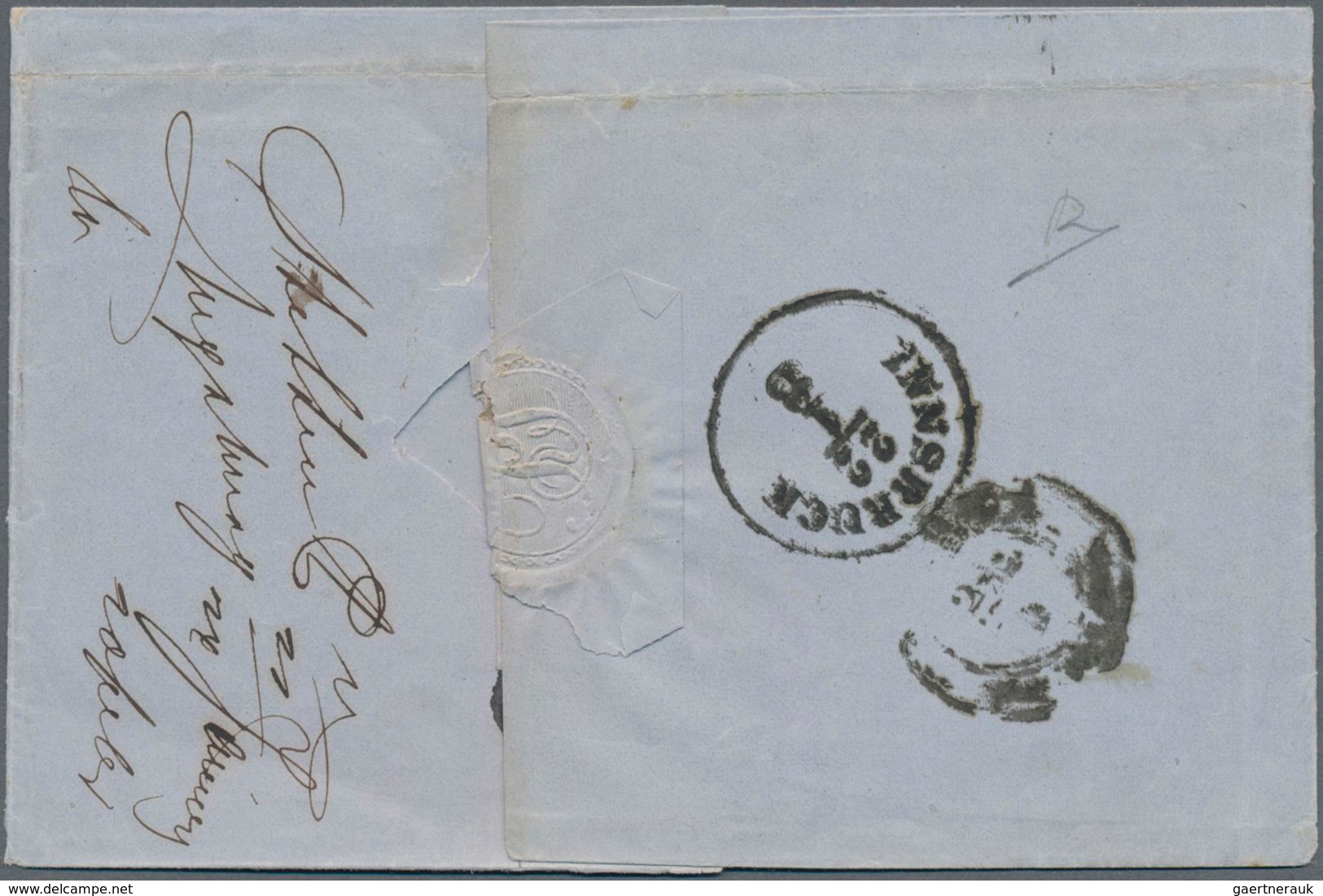 Bayern - Marken Und Briefe: 1850 Ziffern 9 Kr. Gelbgrün, Type I Von "AUGSBURG 21 JAN 1860" Nach Vero - Andere & Zonder Classificatie