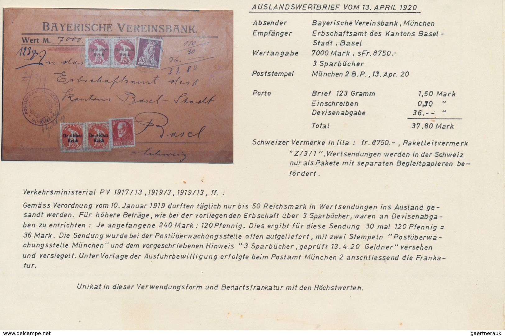 Bayern - Marken Und Briefe: Bayern Pfennigzeit  1) 1890, 2 Mark Gelborange Auf Rötlichem Papier Als - Sonstige & Ohne Zuordnung