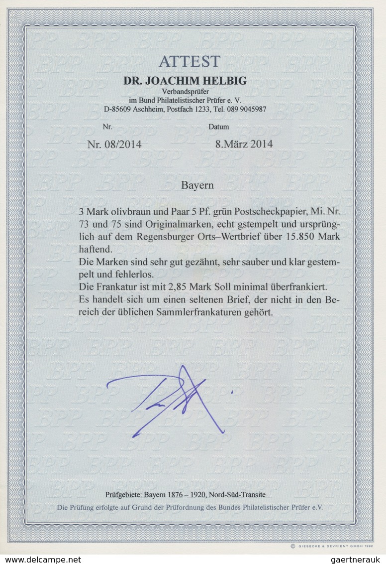 Bayern - Marken Und Briefe: 1911 3 M. Olivbraun Zusammen Mit Paar Der 5 Pf. Grün, Alle Mit Bogenrand - Sonstige & Ohne Zuordnung
