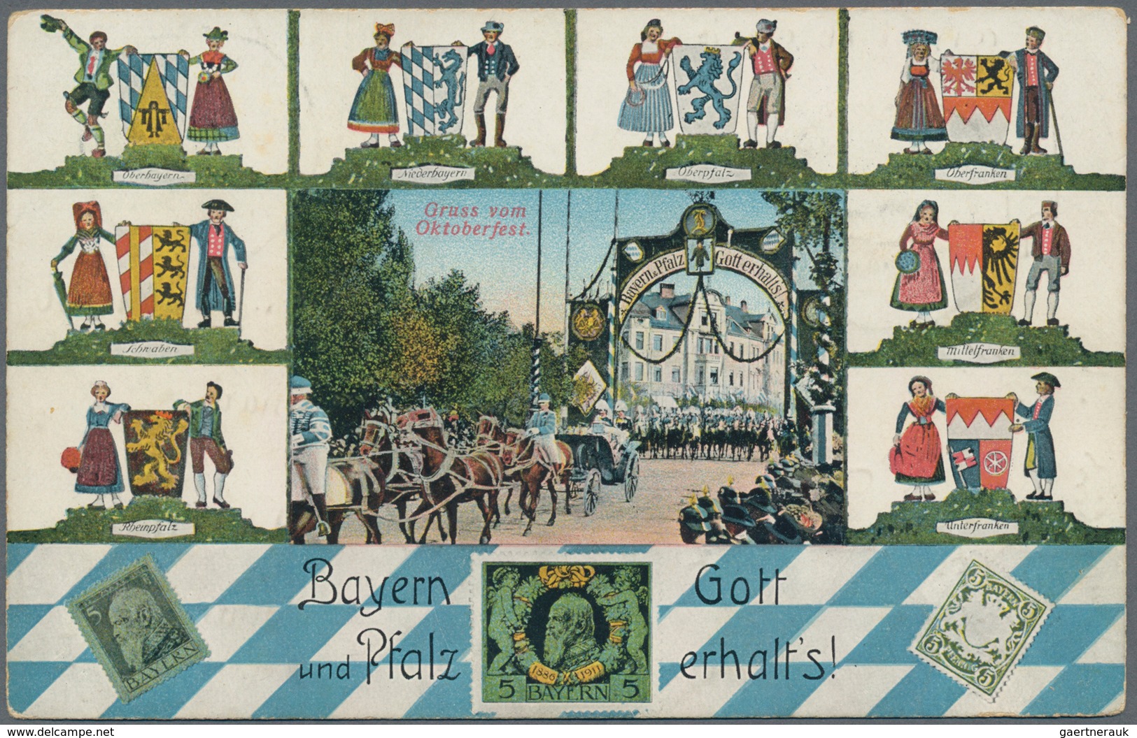 Bayern - Marken Und Briefe: 1912, 25 Pf Halbamtliche Flugpostmarke BAEC In MiF Mit Reklame-ZDr 5 Pf - Andere & Zonder Classificatie