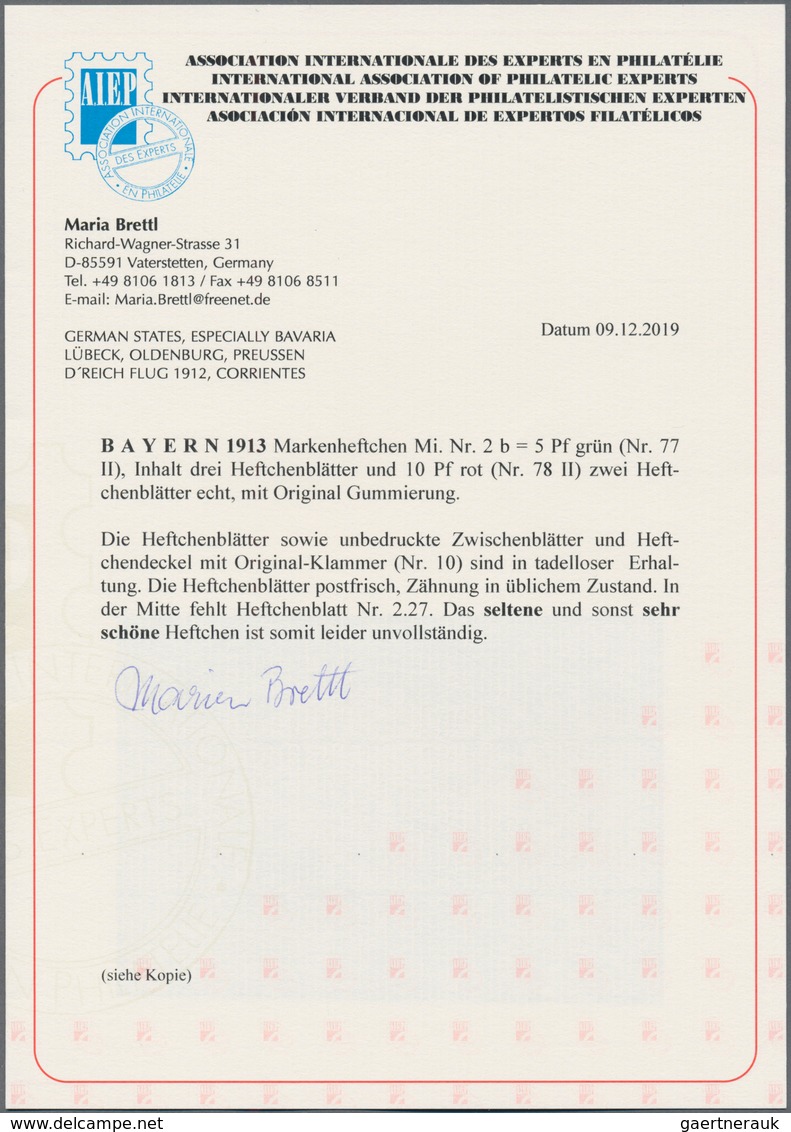 Bayern - Markenheftchen: 1913, Markenheft Prinzregent Luitpold (Mai 1913) Mit ONr. 10, Postfrisch In - Sonstige & Ohne Zuordnung