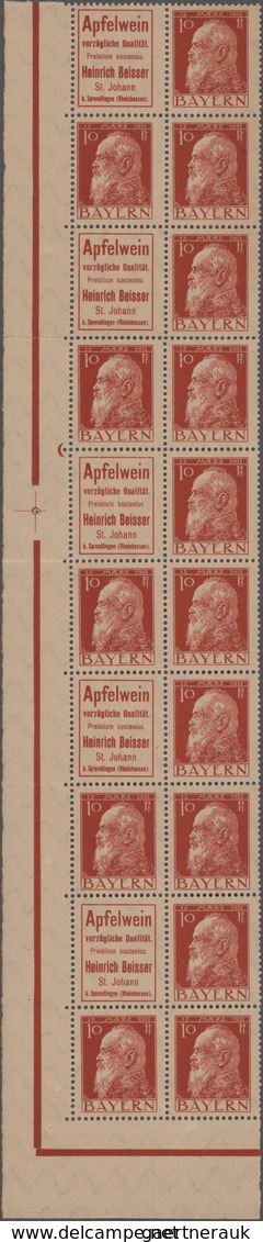 Bayern - Zusammendrucke: 1911/1912, Luitpold 10 Pfg.+Apfelwein, Große Zusammendruck-Einheit Mit S 6. - Andere & Zonder Classificatie