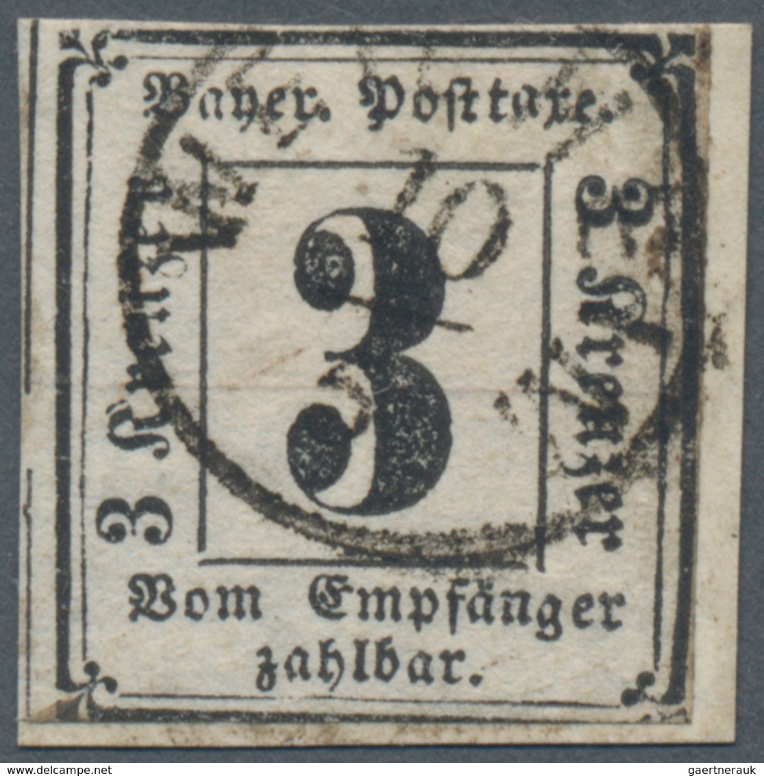 Bayern - Portomarken: 1862 Portomarke 3 Kr. Geschnitten Mit Sehr Seltenem Fingerhut-K1 "WEILHEIM 10/ - Sonstige & Ohne Zuordnung