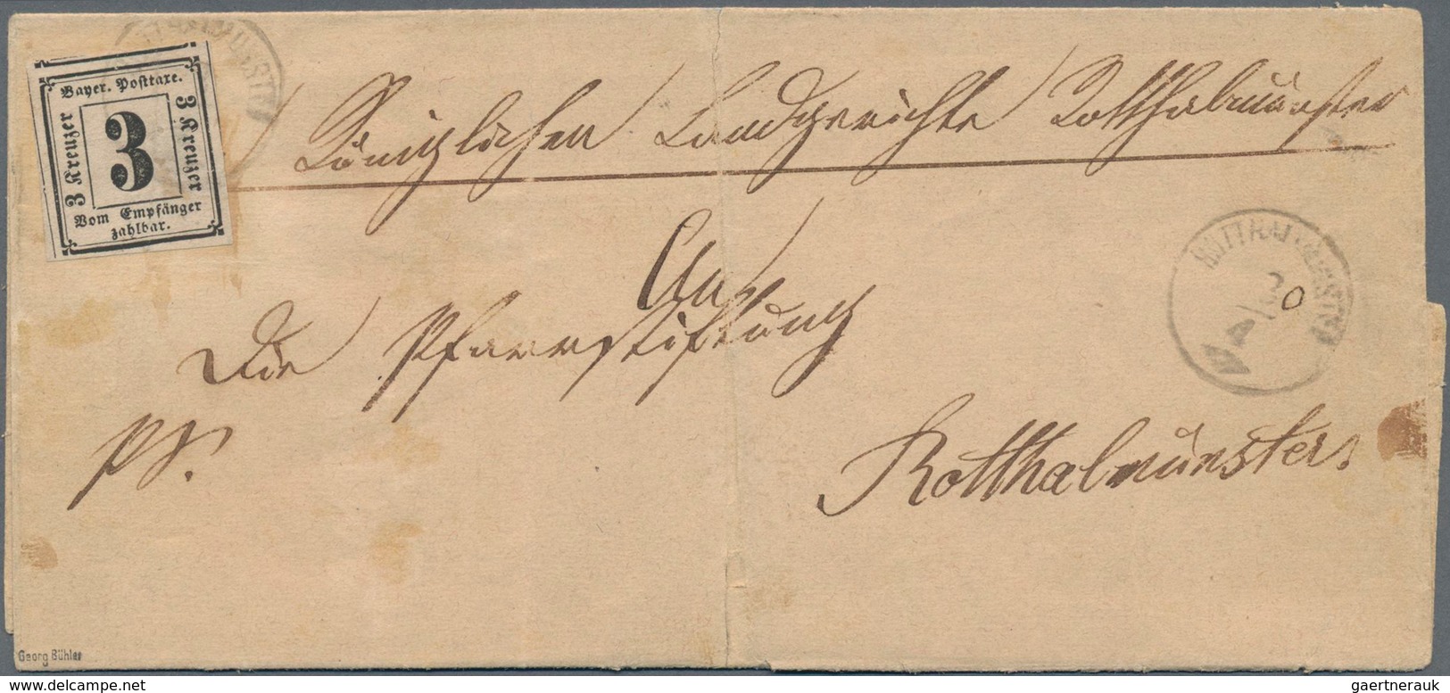 Bayern - Portomarken: 1862 Portomarke 3 Kr. Geschnitten Auf Brief Mit Sehr Seltenem K1 "ROTTHALMÜNST - Other & Unclassified