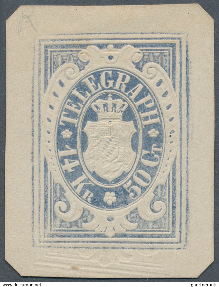 Bayern - Telegrafenmarken: 1870, 14 Kr. / 50 C. Violettgrau (statt Blau), Ungezähnter Vorlagedruck, - Sonstige & Ohne Zuordnung