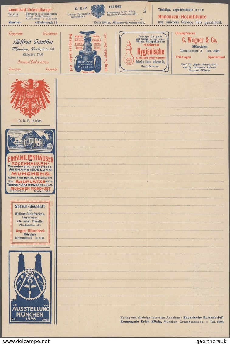 Bayern - Ganzsachen: 1880 (ca.), Privat-Anzeigen-Kartenbrief 5 Pf. Wappen Grün Mit Beidseitiger Werb - Other & Unclassified